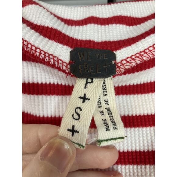 Free People We The Free Cannes Tee Petite Small Cotton Top White/Red Striped - Picture 4 of 8